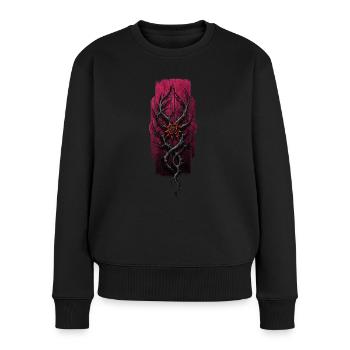 Dornige Eleganz: Rose zwischen Dornen - Frauen Premium Bio Pullover - Schwarz - Vorne - Julia (174cm)