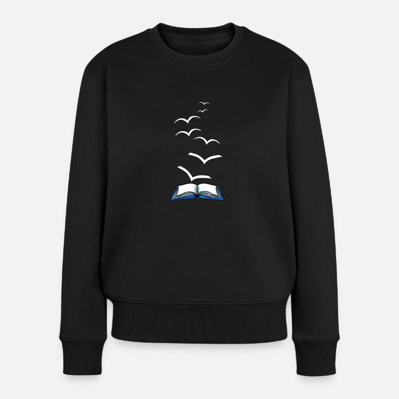 Bücher Lesen Buch Bücherwurm Buchnerd Roman - Frauen Premium Bio Pullover - Schwarz