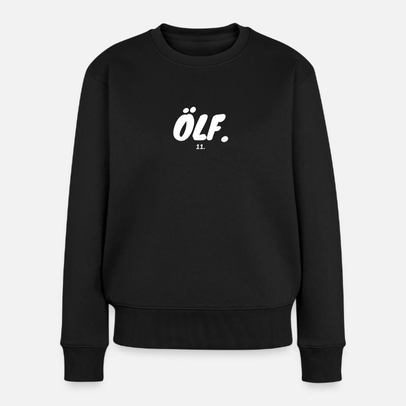 Elf 11 Eleven Dialekt Ölf - Frauen Premium Bio Pullover - Schwarz