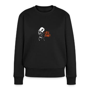 Il est temps qu’il soit temps grossesse enceinte - Pull Premium bio Femme - noir - Devant - Julia (174cm)