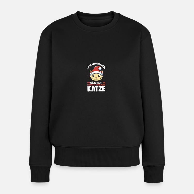 Weihnachtsmann Weihnachtsfest Weihnachten Katzen - Frauen Premium Bio Pullover - Schwarz