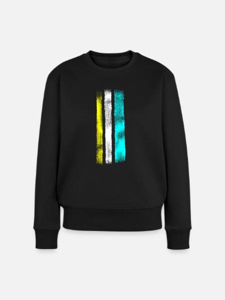 Vintage Style Streifen - Frauen Premium Bio Pullover - Schwarz