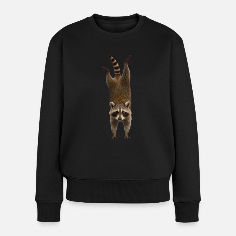 Waschbär - Frauen Premium Bio Pullover - Schwarz