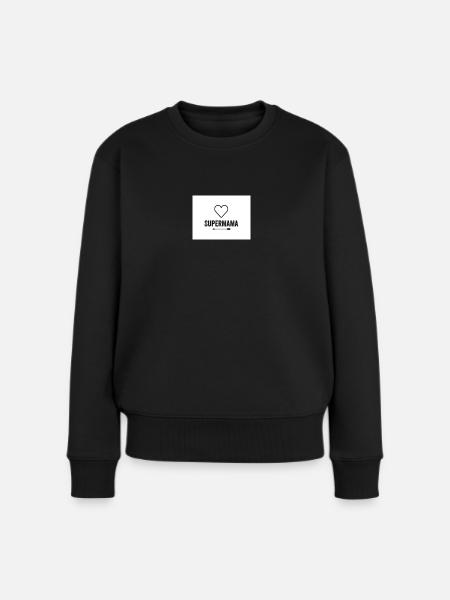 ,,Supermama“ Aufdruck - Frauen Premium Bio Pullover - Schwarz