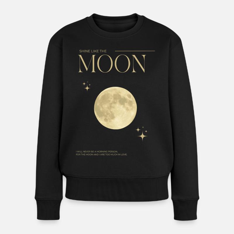 Leuchtendes Mondmotiv mit Sternen - Frauen Premium Bio Pullover - Schwarz