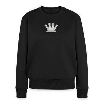Crown Silver Birthday Wedding Anniversary JGA - Women's Premium Organic Jumper - black - Front - Julia (174cm)
