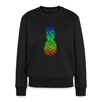 Regenbogen Ananas Hawaii Sommer Design für - Frauen Premium Bio Pullover - Schwarz - Vorne - Julia (174cm)