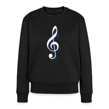 Violinschlüssel als Illustation in königblau - Frauen Premium Bio Pullover - Schwarz - Vorne - Julia (174cm)