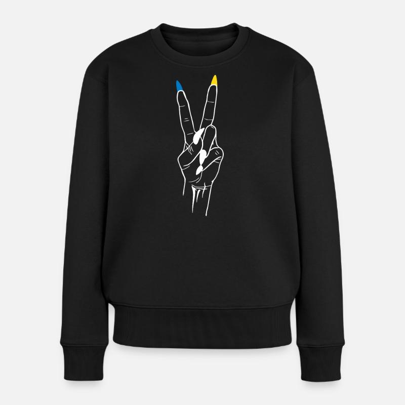 Frieden Ukraine Sieg - Frauen Premium Bio Pullover - Schwarz