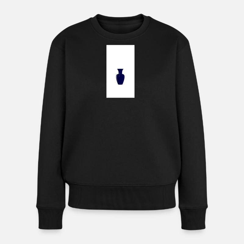 Mitternachtsblaue Vasen-Silhouette - Frauen Premium Bio Pullover - Schwarz