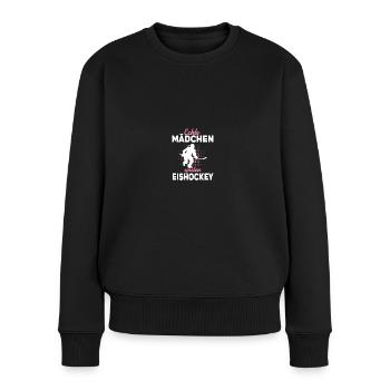 Eishockey Damen Eishockeyspielerin Eishockeytrikot - Frauen Premium Bio Pullover - Schwarz - Vorne - Julia (174cm)