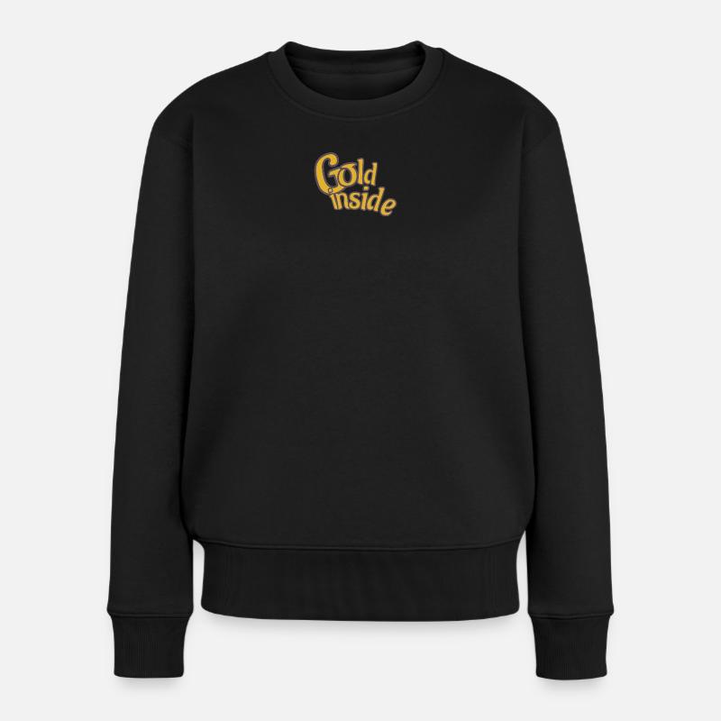 GOLD inside - Frauen Premium Bio Pullover - Schwarz