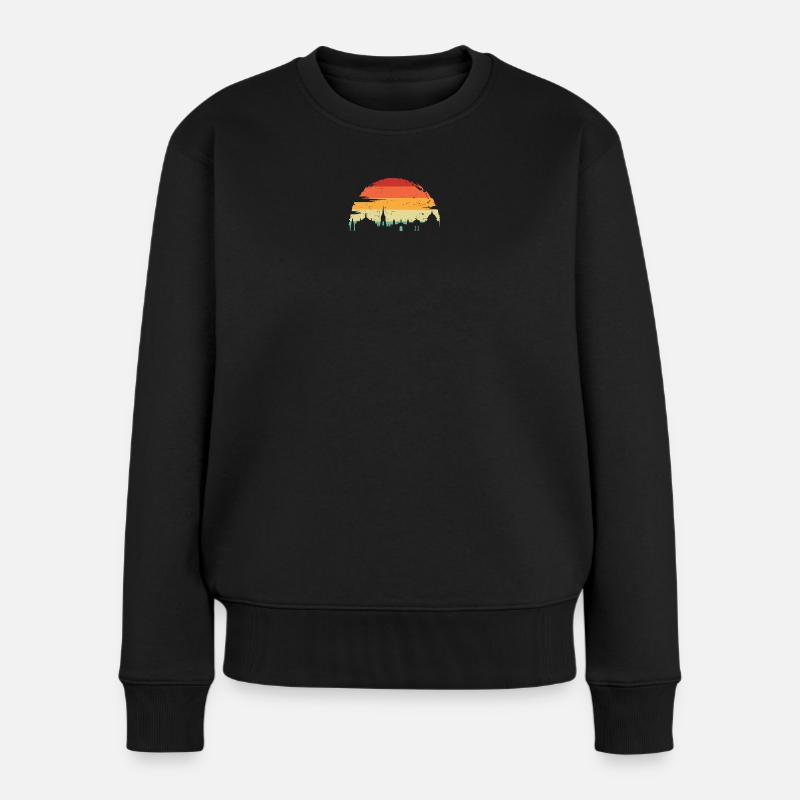 Silhouette d’horizon du coucher de soleil - Pull Premium bio Femme - noir