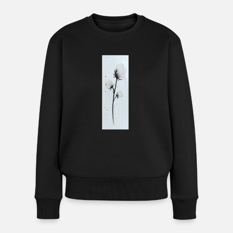 Baumwollblüte Cottonflowers - Frauen Premium Bio Pullover - Schwarz