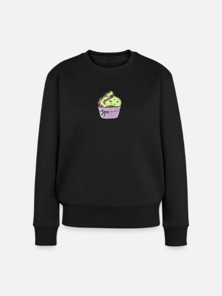 Cupcake mit Pistazie und Schokolade - Frauen Premium Bio Pullover - Schwarz