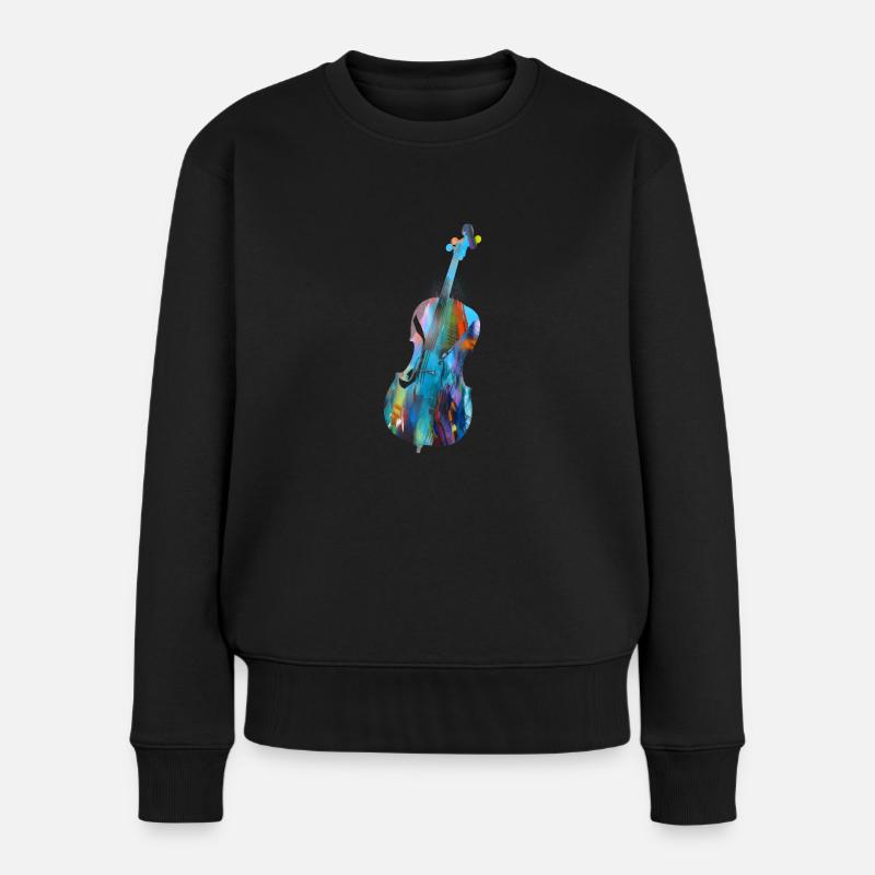 Violon,Violoncelle,Graffiti,Peinture - Pull Premium bio Femme - noir