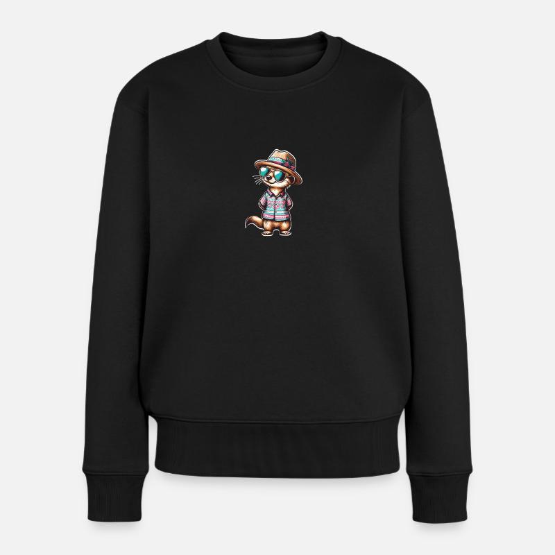 Erdmännchen im Sommer - Frauen Premium Bio Pullover - Schwarz