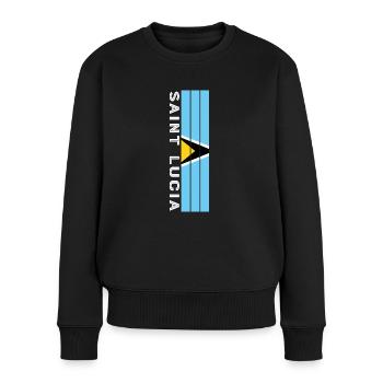 St. Lucia Landesfarbe in Streifen - Frauen Premium Bio Pullover - Schwarz - Vorne - Julia (174cm)