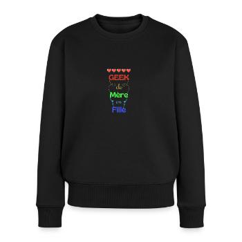 Geek de mère en fille - Pull Premium bio Femme - noir - Devant - Julia (174cm)
