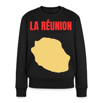 T-Shirt mit goldener Karte auf der Insel La Réunion - Frauen Premium Bio Pullover - Schwarz - Vorne - Julia (174cm)