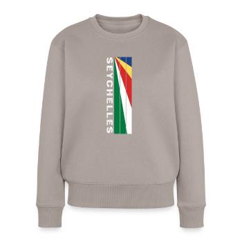 Seychellen Landesfarbe in Streifen - Frauen Premium Bio Pullover - Taupe - Vorne - Julia (174cm)
