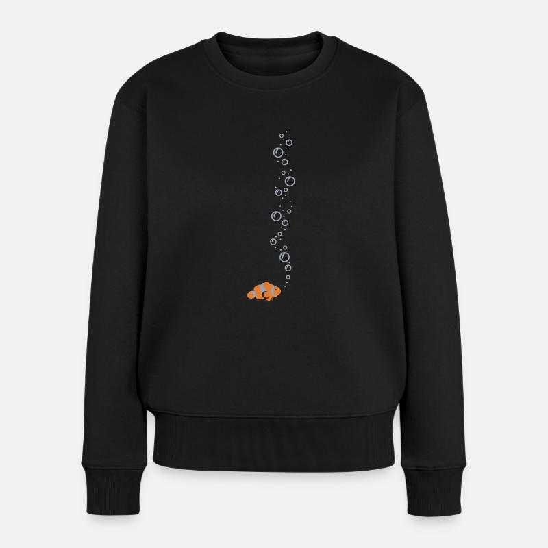 Clownfisch mit Blubbeln - Frauen Premium Bio Pullover - Schwarz