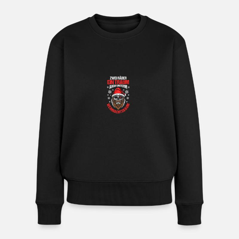 Weihnachtsmann Motorrad Weihnachtsfest Weihnachten - Frauen Premium Bio Pullover - Schwarz