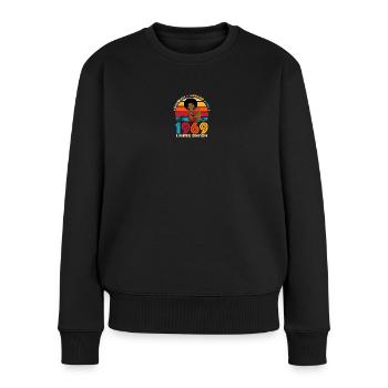 Jubiläum 1969 Limited Edition Vintage Afro - Frauen Premium Bio Pullover - Schwarz - Vorne - Julia (174cm)