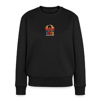 Jubiläum 1966 Limited Edition Vintage Afro - Frauen Premium Bio Pullover - Schwarz - Vorne - Julia (174cm)