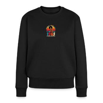 Jubiläum 1966 Limited Edition Vintage Afro - Frauen Premium Bio Pullover - Schwarz - Vorne - Julia (174cm)