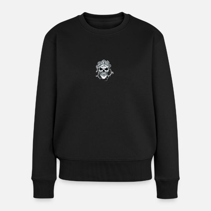 Totenkopf - Frauen Premium Bio Pullover - Schwarz