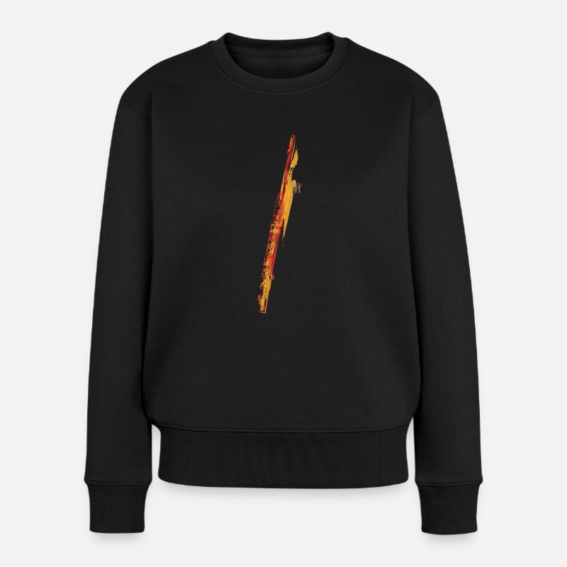 Querflöte - Frauen Premium Bio Pullover - Schwarz