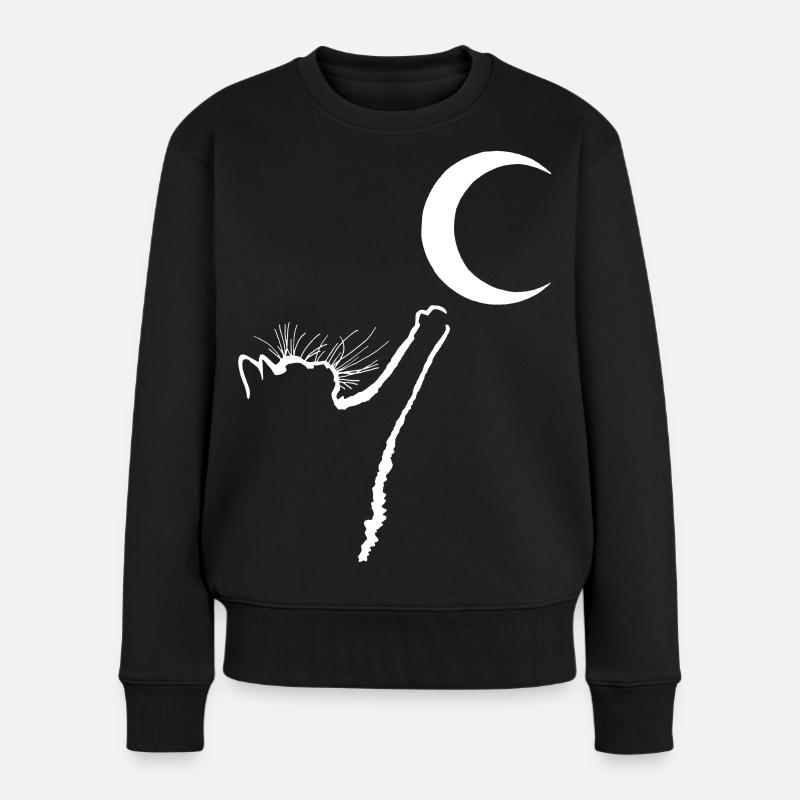Le chat et la lune - Pull Premium bio Femme - noir