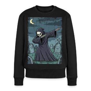 Grim Reaper im nächtlichen Friedhof - Frauen Premium Bio Pullover - Schwarz - Vorne - Julia (174cm)