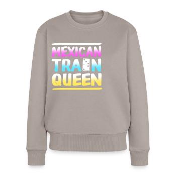 Mexican Train Domino - Frauen Premium Bio Pullover - Taupe - Vorne - Julia (174cm)