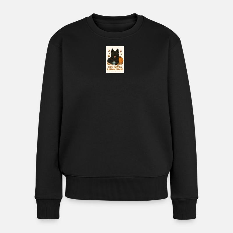 Pattes douillettes et rêves de citrouille - Pull Premium bio Femme - noir