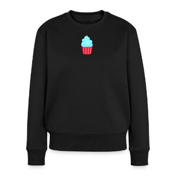 Eis Icecream Becher Streifen cyan Sommer Eiscreme - Frauen Premium Bio Pullover - Schwarz - Vorne - Julia (174cm)