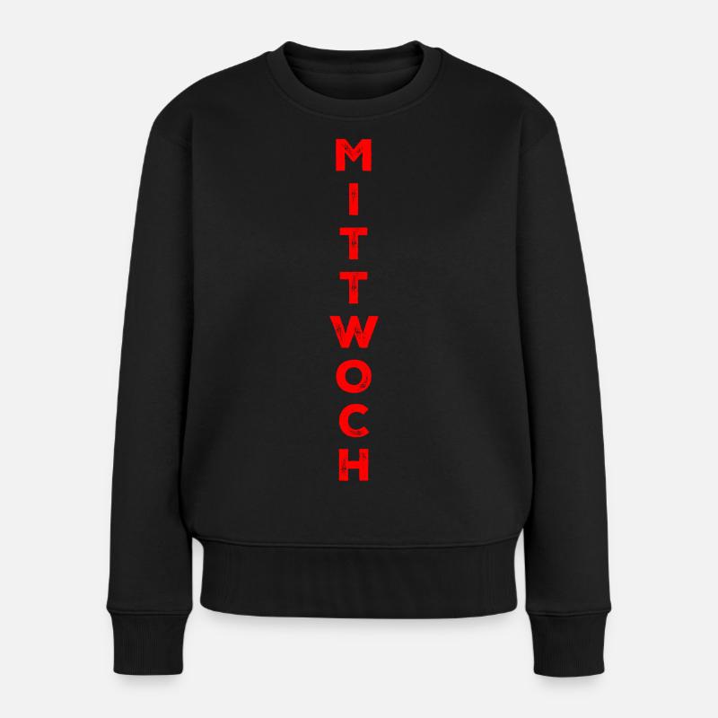 Mittwoch - rot - Frauen Premium Bio Pullover - Schwarz