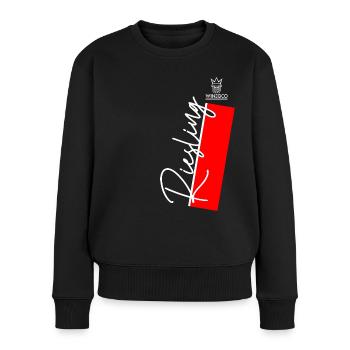 Winegod Spruch Riesling - Frauen Premium Bio Pullover - Schwarz - Vorne - Julia (174cm)