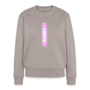 Nom de femme Fanny - Pull Premium bio Femme - taupe - Devant - Julia (174cm)