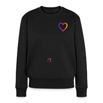 Schwangerschaft verkünden Mutter Regenbogen Herz - Frauen Premium Bio Pullover - Schwarz - Vorne - Julia (174cm)