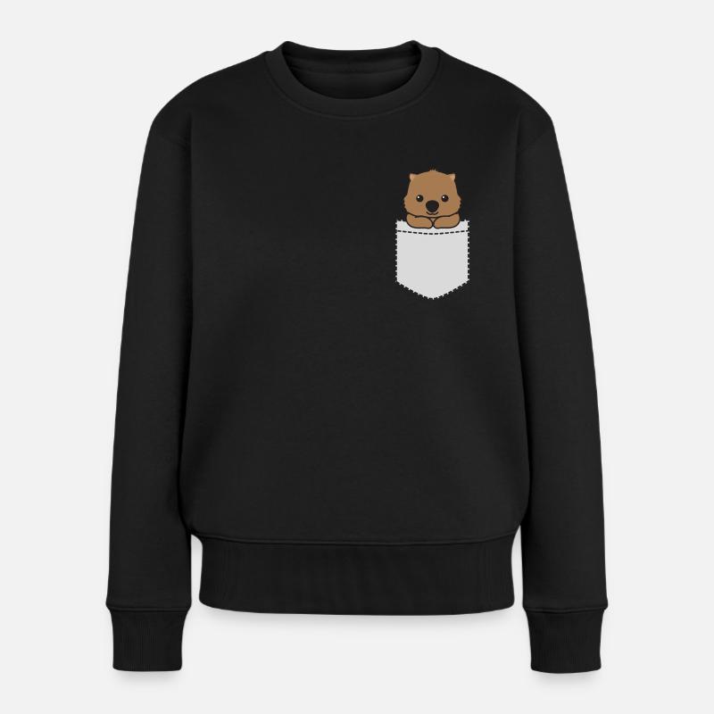 Wombat Pocket - Frauen Premium Bio Pullover - Schwarz
