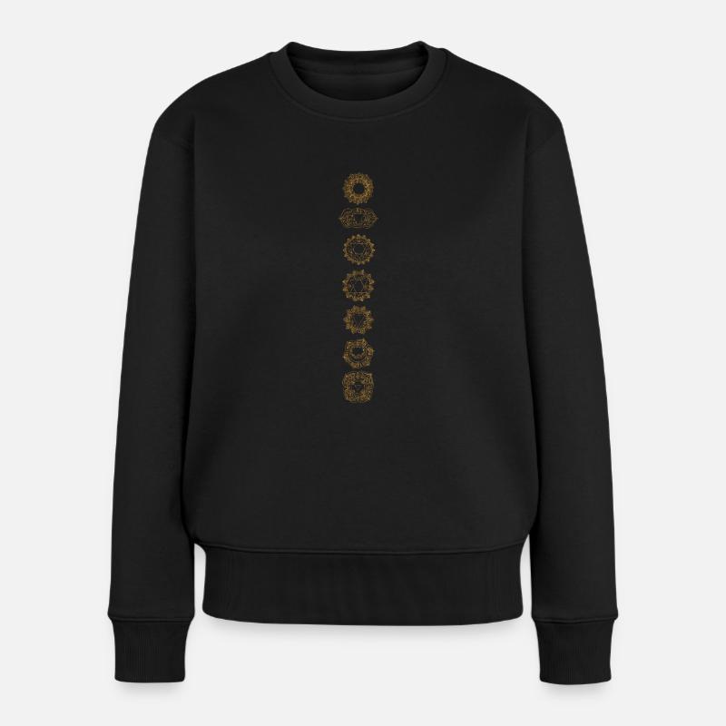Die 7 Chakren gold - Frauen Premium Bio Pullover - Schwarz