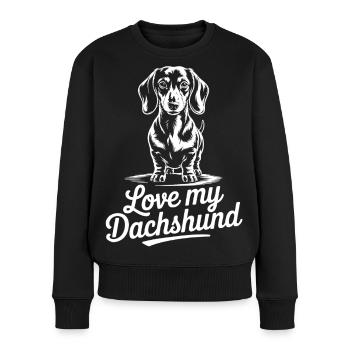 Lieblingsdackel Motiv - Frauen Premium Bio Pullover - Schwarz - Vorne - Julia (174cm)