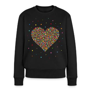 Konfetti Herz - Frauen Premium Bio Pullover - Schwarz - Vorne - Julia (174cm)