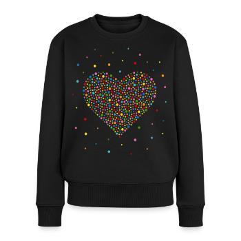 Konfetti Herz - Frauen Premium Bio Pullover - Schwarz - Vorne - Julia (174cm)