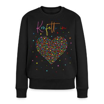 Konfetti im Herzen - Frauen Premium Bio Pullover - Schwarz - Vorne - Julia (174cm)