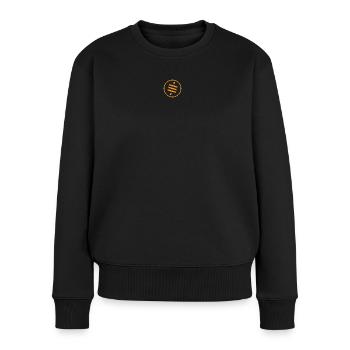 Sats are our cents - Orange - Frauen Premium Bio Pullover - Schwarz - Vorne - Julia (174cm)