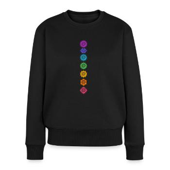 Chakra Buddhismus Yoga Symbol 7 Chakren Meditation - Frauen Premium Bio Pullover - Schwarz - Vorne - Julia (174cm)