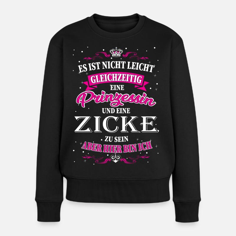 Lustiges Zicken Design - Frauen Premium Bio Pullover - Schwarz